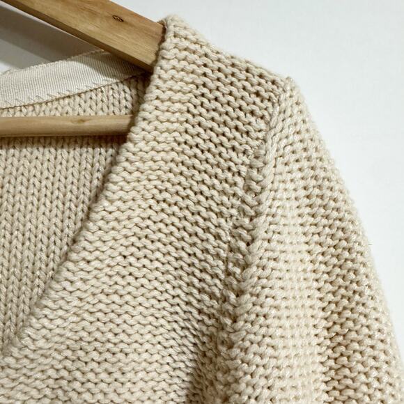 Sundance Cardigan Women Small V Neck Button Front Cream Knit Sweater 3/4 Sleeve - Picture 2 of 7